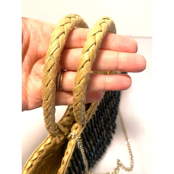 NWOT Zara mini woven beaded fringe bag - Picture 6 of 9